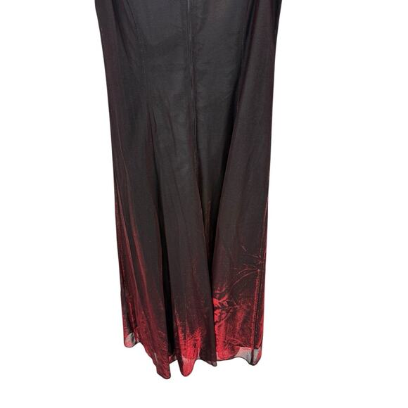 Onyx Nite Black Red Metallic Maxi Dress Gown Shimmer Witchy Vamp Whimsy Goth 14 - Picture 6 of 7